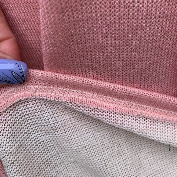 ❌DONATED❌Pink Oatmeal Striped One Side Cold Shoulder Tunic Top - Picture 8 of 11